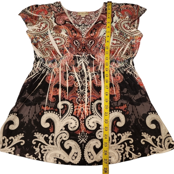 Live and Let Live Boho V-neck Crochet Lace Back Size M - Picture 7 of 12